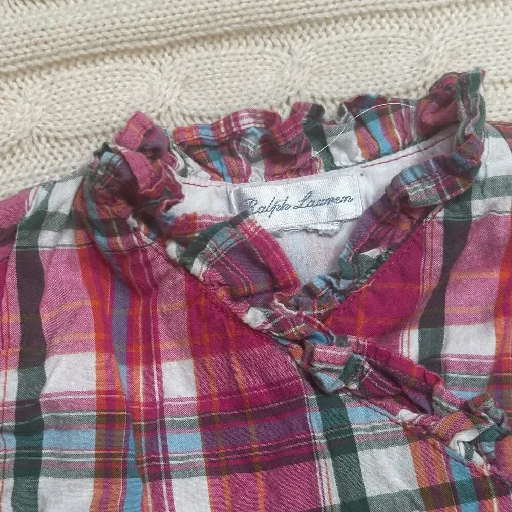 Ralph Lauren Pink Plaid Wrap Dress sz 3 m